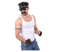 Costume Da Biker Anni '80 Icona Del Rock Per Adulti Uomini Donne + Baffi