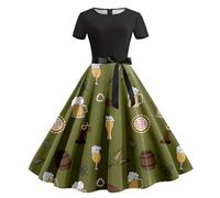 Costume da birra da donna anni '50, abito da cocktail da donna, senza maniche, vintage, con allacciatura al collo, lunghezza al ginocchio, per feste, stile retrò, da sera, #11, M