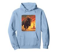Costume da Bisonte USA per Gli Amanti della libertà e dei bisonti Felpa con Cappuccio, Unisex per Adulti, Blu Polveroso, XL