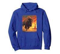 Costume da Bisonte USA per Gli Amanti della libertà e dei bisonti Felpa con Cappuccio, Unisex per Adulti, Blu Reale, S