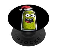 Costume da bottiglia verde ridente con cappello di Natale PopSockets PopGrip Adesivo