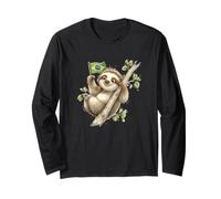 Costume da Bradipo Sorridente con Bandiera del Brasile, per Uomo e Donna Maglia a Manica