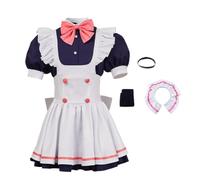 Costume da cameriera per cosplay di Ayase Momo, parrucca | Ayase Momo - Set completo con collana e papillon per uniforme da donna, per carnevale, Halloween, S-3XL