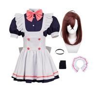 Costume da cameriera per cosplay di Ayase Momo, parrucca | Ayase Momo - Set completo con collana e papillon per uniforme da donna, per carnevale, Halloween, S-3XL