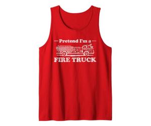 Costume da camioncino dei Pompieri per Halloween con Scritta in Inglese Finge I'm A Fire Truck Canotta