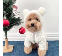 Costume da cane orsacchiotto,Abbigliamento da cucciolo morbido invernale, vestiti per cappotti con cappuccio in pile, Abbigliamento da Cucciolo Morbido Invernale per Cani di Piccola Taglia (Beige, S)