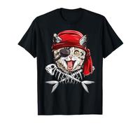 Costume da capitano da gatto pirata Jolly Roger con teschio e ossa incrociate Maglietta