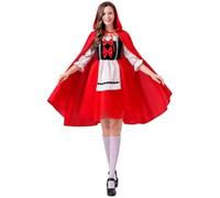 Costume da Cappuccetto Rosso, da donna, con cappuccio, vestito da libro di fiabe, 4-12 anni