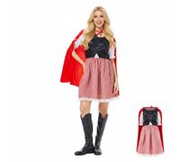 Costume da Cappuccetto Rosso da Donna Little Red Riding Hood Vestito Cappuccetto Rosso Mantello per Adulti Halloween Carnevale Festa Cosplay (L)