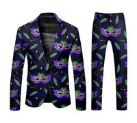 Costume da Carnevale, 2 pezzi, da uomo, slim fit, giacca e pantaloni da tuta, divertente costume di carnevale, anni '60, stile pop art, carnevale, feste a tema, giacca in due pezzi, elegante e per il