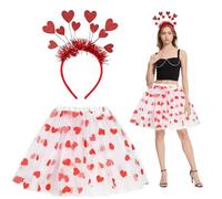Costume da Carnevale Cupido, costume da Cupido, tutù a forma di cupido, gonna tutù bianca, costume da donna, San Valentino, fascia a cuore con paillettes, accessorio romantico per costume da cupido,