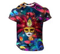 Costume da carnevale da uomo, comoda maglietta girocollo basic estiva a maniche corte con maschere modello Activewear da uomo, maglietta per tutti i giorni, maglietta da corsa, casual, top streetwear