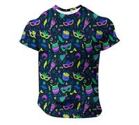 Costume da carnevale da uomo, comoda maglietta girocollo basic estiva a maniche corte con maschere modello Activewear da uomo, maglietta per tutti i giorni, maglietta da corsa, casual, top streetwear