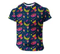 Costume da carnevale da uomo, comoda maglietta girocollo basic estiva a maniche corte con maschere modello Activewear da uomo, maglietta per tutti i giorni, maglietta da corsa, casual, top streetwear