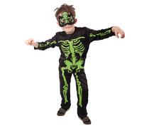 Costume da carnevale per bambini scheletro verde