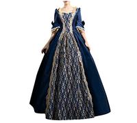 Costume da castello da donna, abito vittoriano, medievale, da donna | Abito vittoriano rococco, costume da regina medievale, maniche a sbuffo con lunghezza fino al pavimento, abito per carnevale