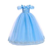 Costume da Cenerentola per Bambina Cinderella Carnevale Cosplay Ragazze Lungo Abito per Feste a Tema Fantasia Vestito Farfalla Principessa Abiti Partito Compleanno Costumi Vestire Blu 03 11-12 Anni