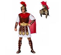 Costume da centurione romano da uomo + casco con piume (+ opzione spada): costume da uomo spartano generale gladiatore storico (costume e casco, taglia M)
