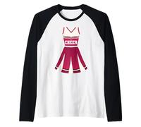 Costume da Cheerleader Cheerleading Halloween Cheer Team Maglia con Maniche Raglan