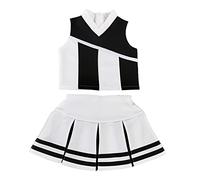 Costume da cheerleader da cheerleader, per bambine, per cosplay, bianco/nero (S/2-5)