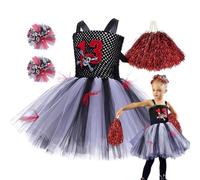 Costume da cheerleader zombi per ragazze, costume di Halloween, morbido e garzoso, costume da cheerleader di Halloween, in pizzo, per feste di compleanno