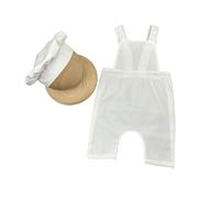 Costume da chef creativo per bambino, pantaloni con bretelle in morbido poliestere e cappello, completo fotografico regolabile, cappello da cuoco lavabile in lavatrice con pantaloni con cinturino