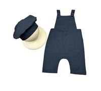 Costume da chef creativo per bambino, pantaloni con bretelle in morbido poliestere e cappello, completo fotografico regolabile, cappello da cuoco lavabile in lavatrice con pantaloni con cinturino
