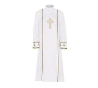 Costume da clero cattolico da uomo, abito da chiesa liturgico, vestito da sacerdote, costume cristiano, alb catholico, pieghettato, pulpito liturgico, unisex, vestimento da chiesa, giallo., XXL