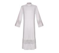 Costume da clero cattolico da uomo, abito da chiesa liturgico, vestito da sacerdote, costume cristiano, alb catholico, pieghettato, pulpito liturgico, unisex, vestimento da chiesa, Wh1, S