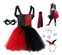 Costume da clown con fascia per capelli e bracciale, in tulle, spaventoso da principessa