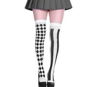 Costume da clown da donna, per carnevale, circo, arlecchino, nero, bianco, calze, accessori, pantomime, rosso, collant per carnevale, clowns sopra il ginocchio, calze lunghe, accessori da clown, da