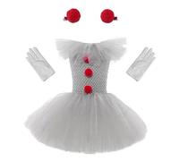 Costume da clown per materiale per la pelle di ragazze costumi colorati di carnevale con abito, mosca e cappello in diverse scene divertenti travestimenti per carnevale, compleanno per bambini o circo