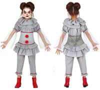 Costume da clown psicopatico assassino grigio per bambini dai 10 ai 12 anni.