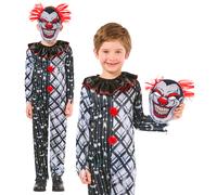 Costume Da Clown Sinistro Monocromatico Per Bambini Halloween Spaventoso