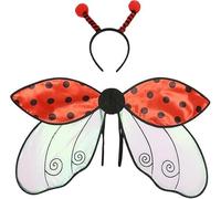 Costume da coccinella con fascia per capelli, ali rosse e nere a pois, accessori per feste per bambini