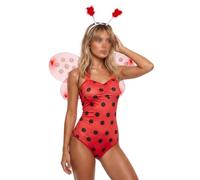 Costume da coccinella da donna, per Halloween, con ali e fascia per capelli