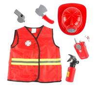 Costume da combattimento per bambini per bambini - Fireman Fingt Outfit, 17.72x15x12in kit di vestiti, abbigliamento da gioco con casco per strumenti | Girls Girls Fire Deighting Playset, Creative Edu