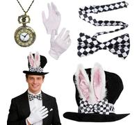 Costume Da Coniglietto Pasquale - Tessuto Da 11,81 Pollici | Cappello A Cilindro Con Orecchie Da Coniglio | Set Guanti Bianchi | Costume Da Mago Cosplay Per Adulti | Per Halloween, Feste Di Pasqua E F