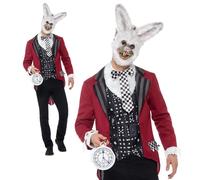 Costume Da Coniglio Bianco Malvagio Deluxe Per Adulti Halloween Spaventoso M-XL