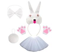Costume da coniglio - Orecchie di coniglio regolabili - Tuta leggera - | Tessuto bianco traspirante per Halloween Celebration Abbigliamento per feste di Pasqua per adulti