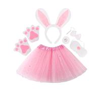 Costume da coniglio per bambini, 6 pezzi, fascia morbida in peluche rosa, accessorio per costume di Pasqua - per Capodanno Feste quotidiane per interni esterni, compleanno San Valentino
