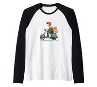 Costume da Consegna Fresco per Gli Amanti della Pizza e dello Scooter Maglia con Maniche Raglan