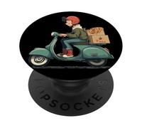 Costume da consegna fresco per gli amanti della pizza e dello scooter PopSockets PopGrip Adesivo