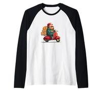 Costume da Consegna Scooter per Gli Amanti della Pizza e dei Fast Food Maglia con Maniche Raglan