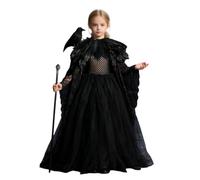 Costume da corvo gotico per bambine, 2-10 anni, colore: nero | Un vestito gotico da corvo che ruba il riflettore nelle foto di sul fermaporta.