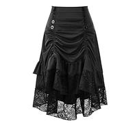 Costume da cosplay, da donna, con gonna steampunk, irregular lunga, per cocktail, feste, sottogonna rinascimentale, lunghezza al ginocchio, con fibbia e cinghia, gonna gotica