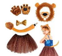 Costume da Cosplay Leone - Kit di travestimento per adulti | Set di giochi di ruoli animali realistici, fascia da giostra, coda, guanti | vestito di Halloween, performance palcoscenico, A