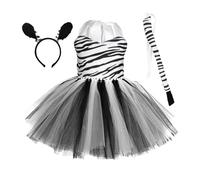 Costume da cosplay per bambini, con zebra, senza maniche, con fascia per capelli, per feste a tema, adatto per bambini da 1 a 12 anni