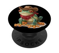 Costume da cowboy anfibio per gli amanti delle rane e dei rospi PopSockets PopGrip Adesivo