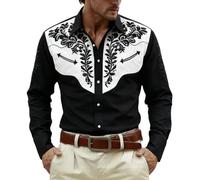 Costume da cowboy da uomo: camicia western camicie a maniche lunghe, per feste di carnevale, per cosplay, country, da cowboy, per carnevale, 011 nero, M